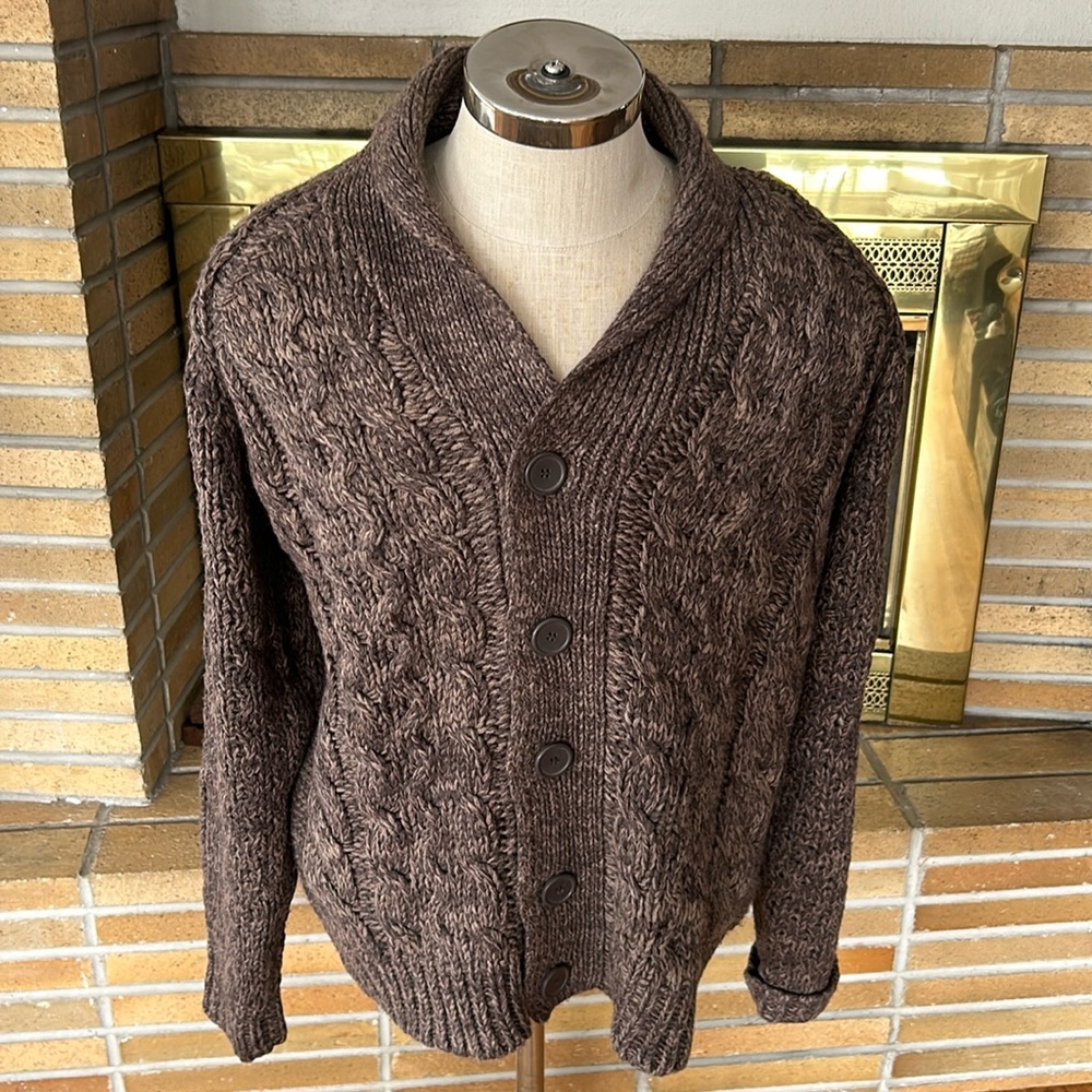 Men’s Pronto Uomo Cable Knit Button Down Cardigan Size Large